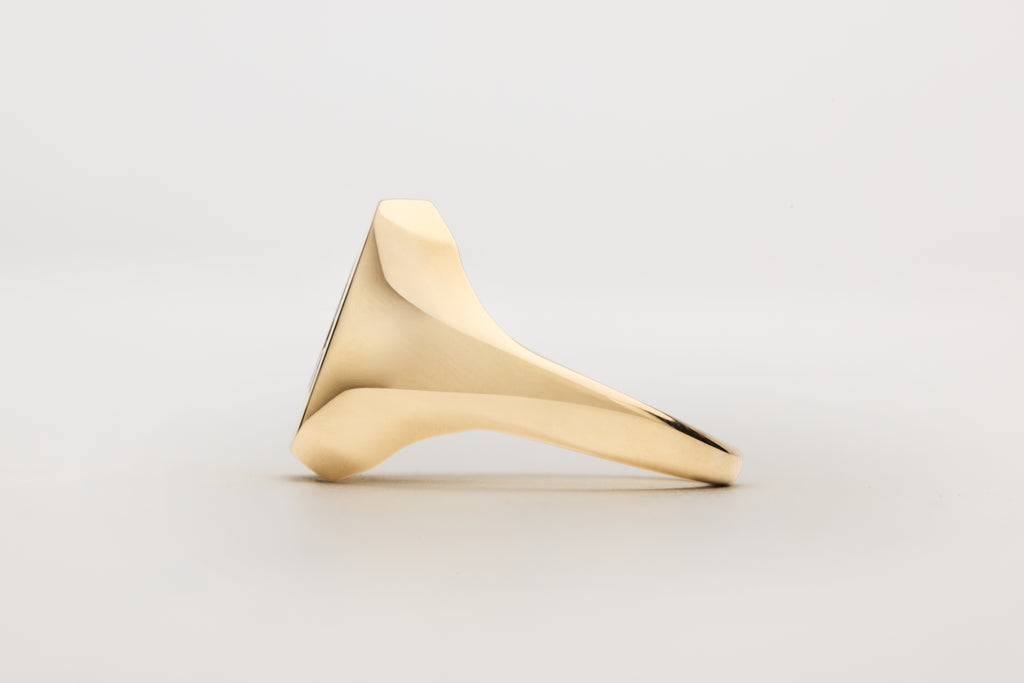 No. 2 Rectangular signet ring with diamond-set initial