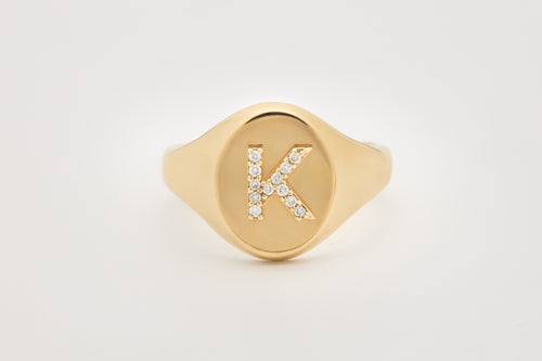 No. 1 Oval Signet Ring with Diamond Initial
