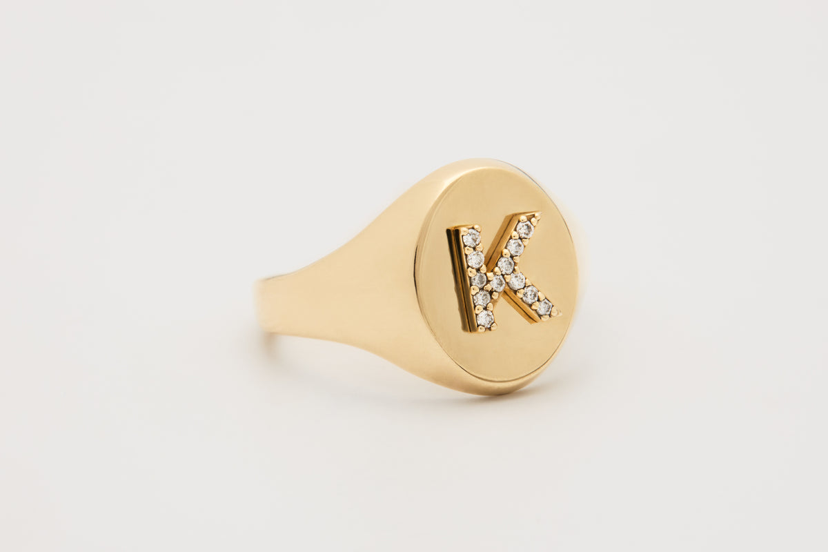 No. 1 Oval Signet Ring with Diamond Initial